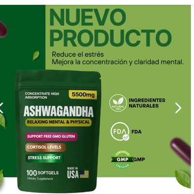 Ashwagandha 5500mg – Relájate Sin Dejar de Rendir ( 100 Cápsula )